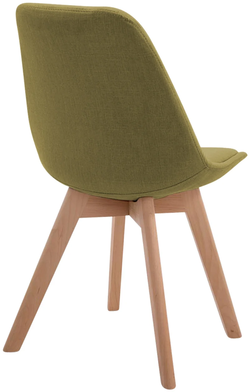Chaise de salle à manger x1 design scandinave en tissu vert et piètement à 4 pieds en bois clair 10_0003275