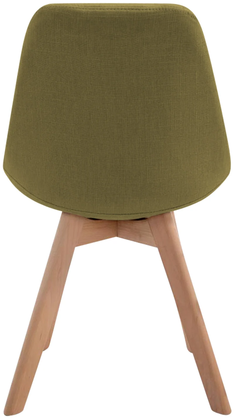 Chaise de salle à manger x1 design scandinave en tissu vert et piètement à 4 pieds en bois clair 10_0003275