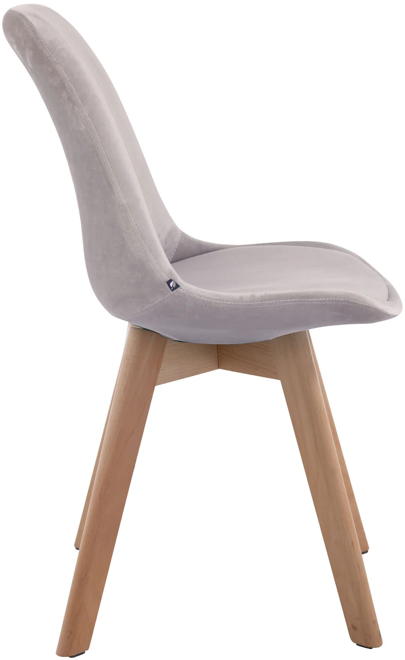 Chaise de salle à manger x1 design scandinave en velours gris et piètement à 4 pieds en bois clair 10_0003280