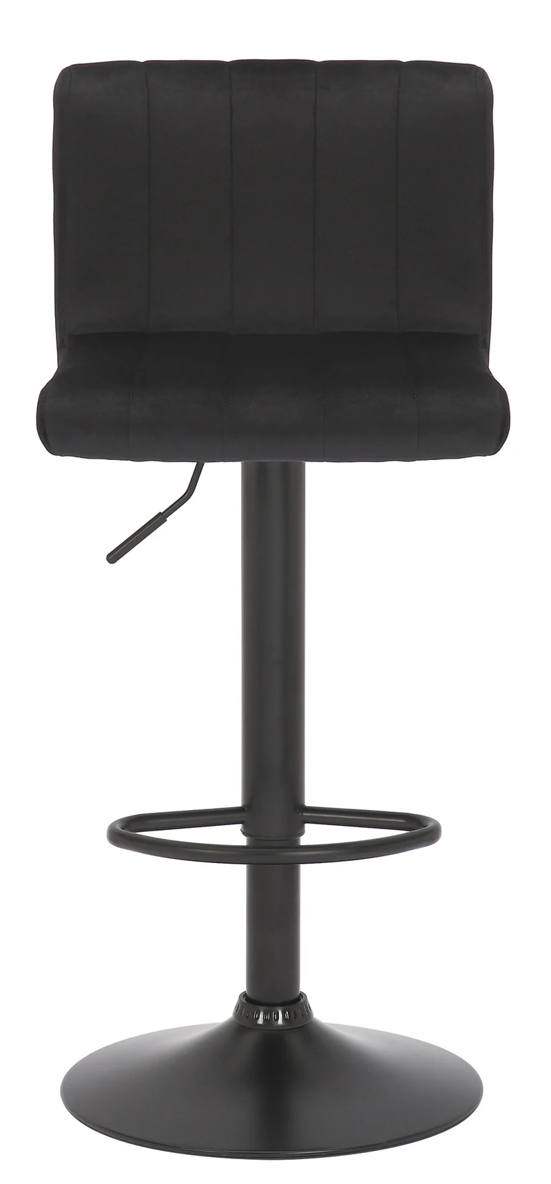 Tabouret de bar x1 pivotant hauteur réglable assise surpiqué en velours noir et métal noir 10_0004998
