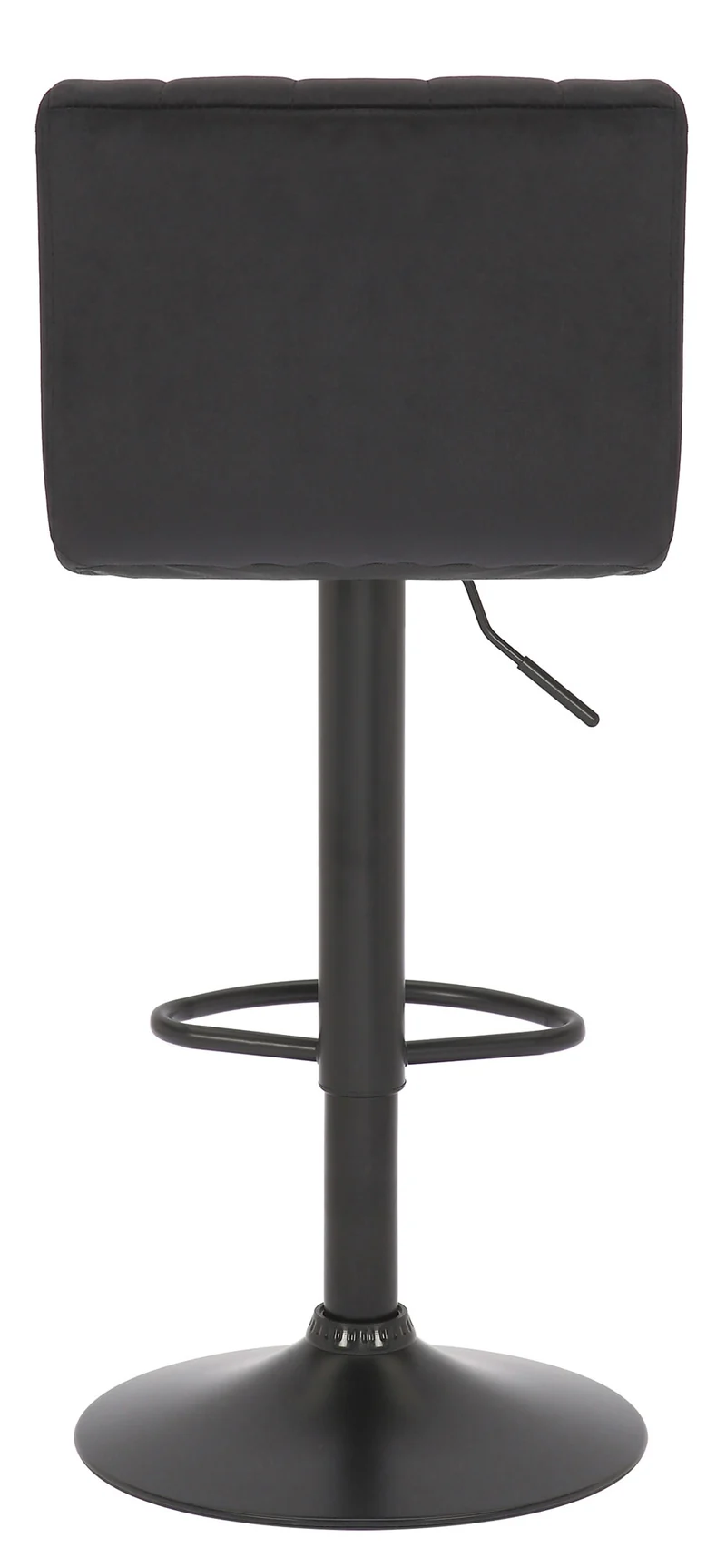 Tabouret de bar x1 pivotant hauteur réglable assise surpiqué en velours noir et métal noir 10_0004998