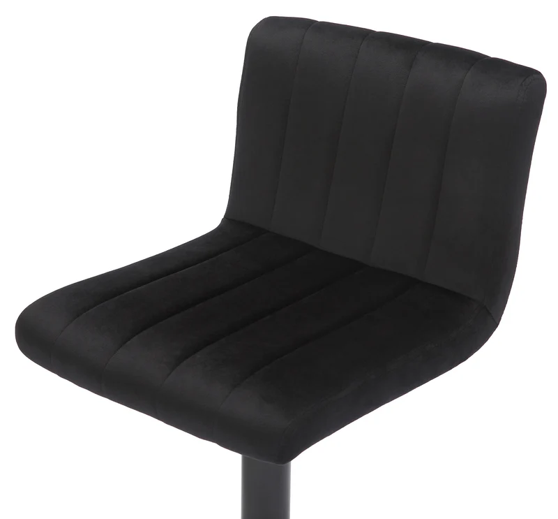 Tabouret de bar x1 pivotant hauteur réglable assise surpiqué en velours noir et métal noir 10_0004998