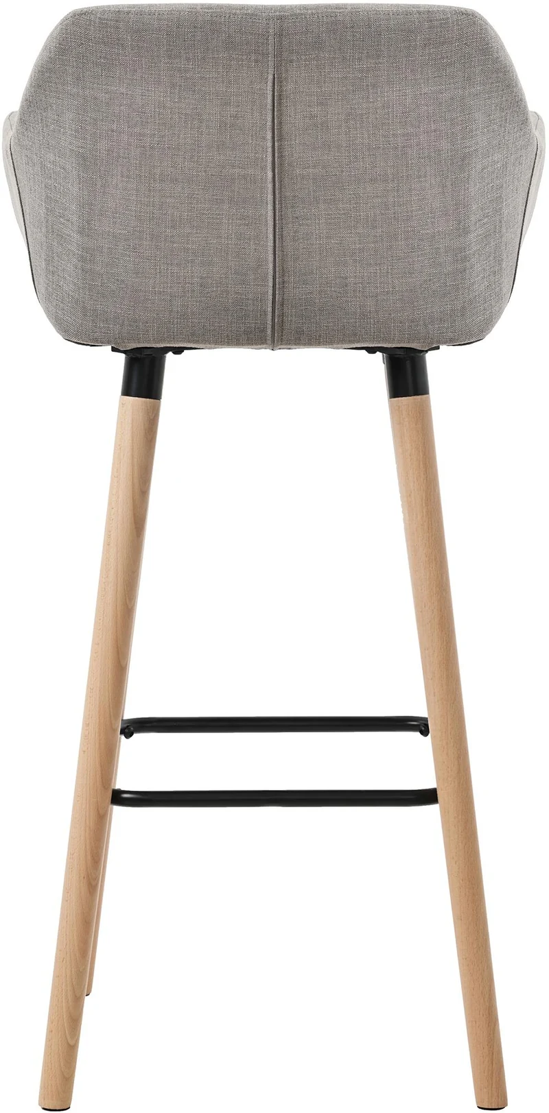 Tabouret de bar lounge x1 design scandinave assise en tissu gris pieds en bois repose-pieds en métal 10_0004917