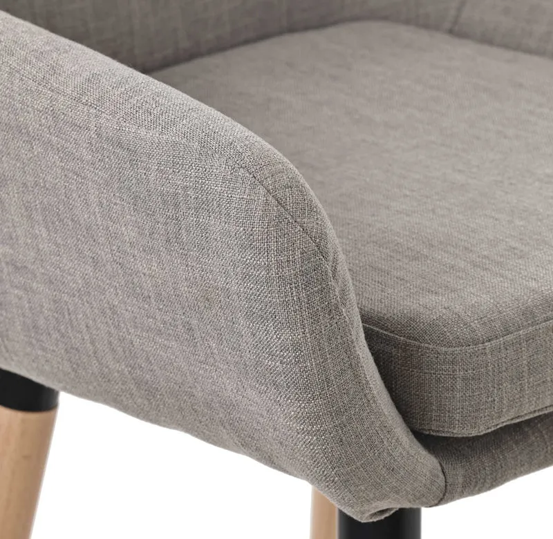 Tabouret de bar lounge x1 design scandinave assise en tissu gris pieds en bois repose-pieds en métal 10_0004917