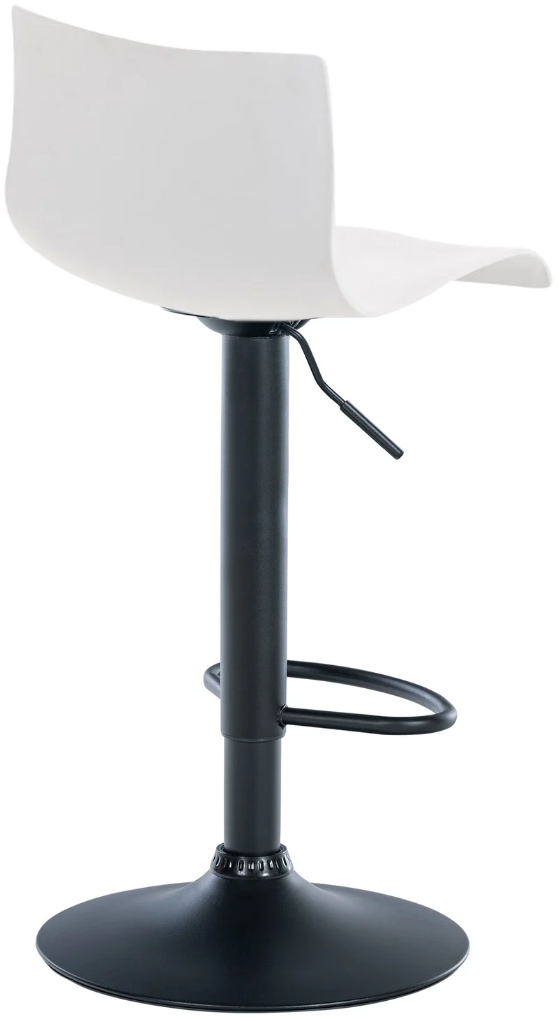 Tabouret de bar x1 avec repose-pieds pivotant dossier incurvé en plastique blanc et métal noir 10_0004932