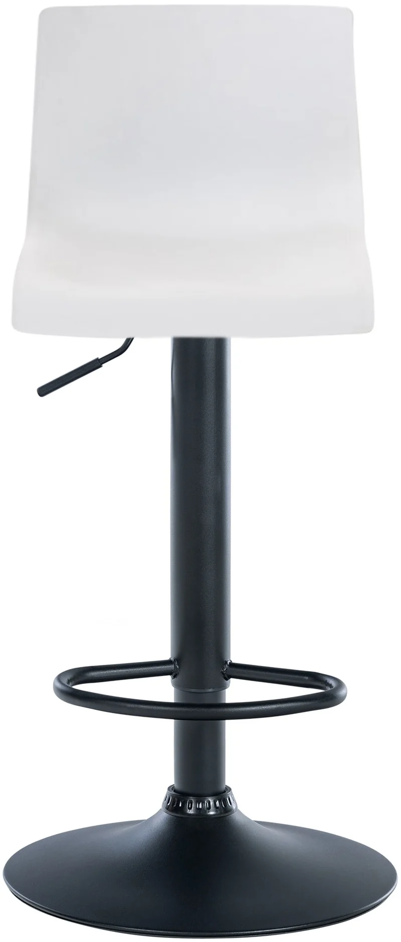 Tabouret de bar x1 avec repose-pieds pivotant dossier incurvé en plastique blanc et métal noir 10_0004932