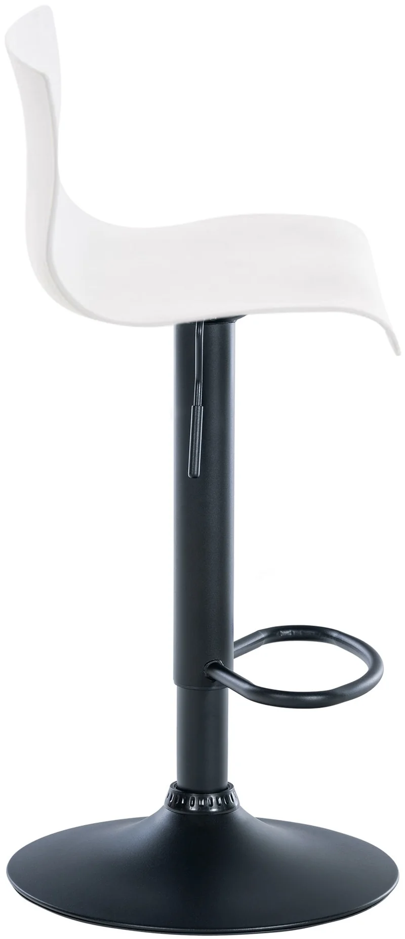 Tabouret de bar x1 avec repose-pieds pivotant dossier incurvé en plastique blanc et métal noir 10_0004932