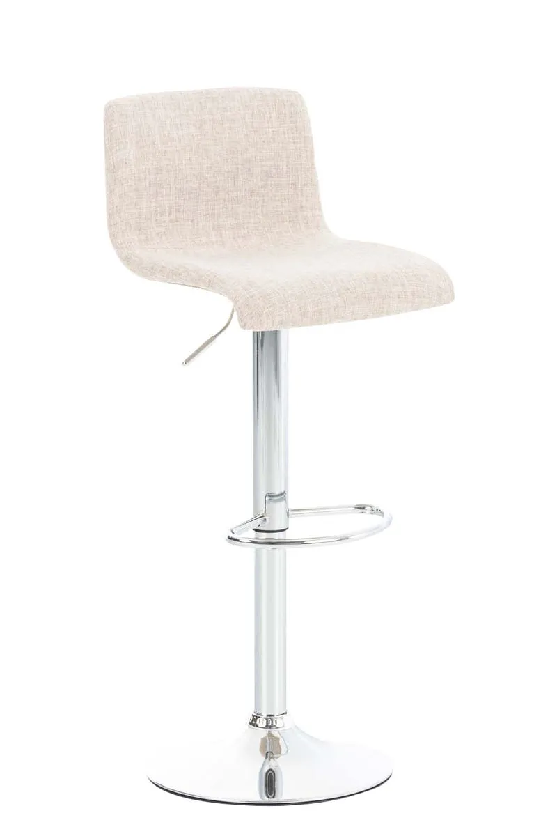 Tabouret de bar x1 avec repose-pieds pivotant dossier incurvé en tissu crème et métal chromé 10_0004966