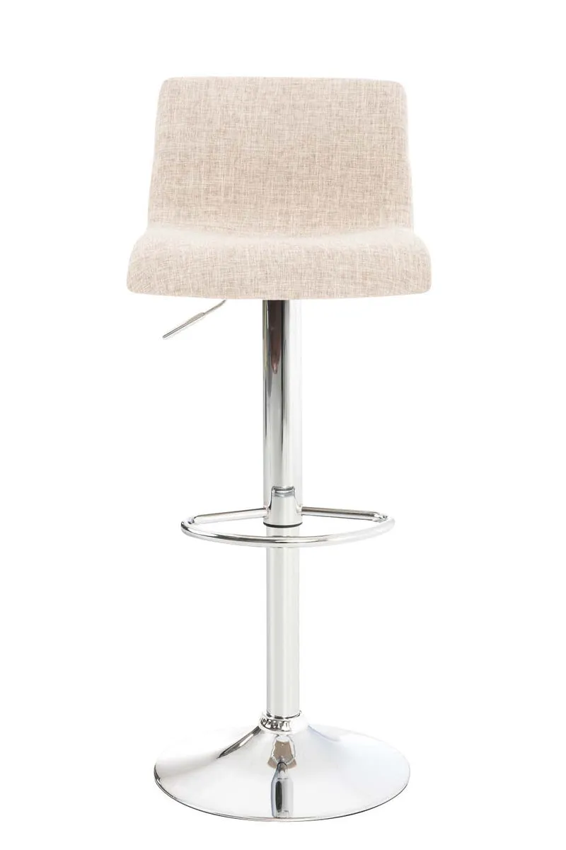 Tabouret de bar x1 avec repose-pieds pivotant dossier incurvé en tissu crème et métal chromé 10_0004966