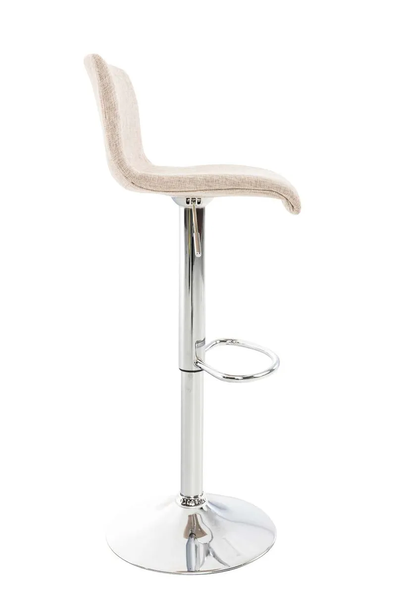 Tabouret de bar x1 avec repose-pieds pivotant dossier incurvé en tissu crème et métal chromé 10_0004966