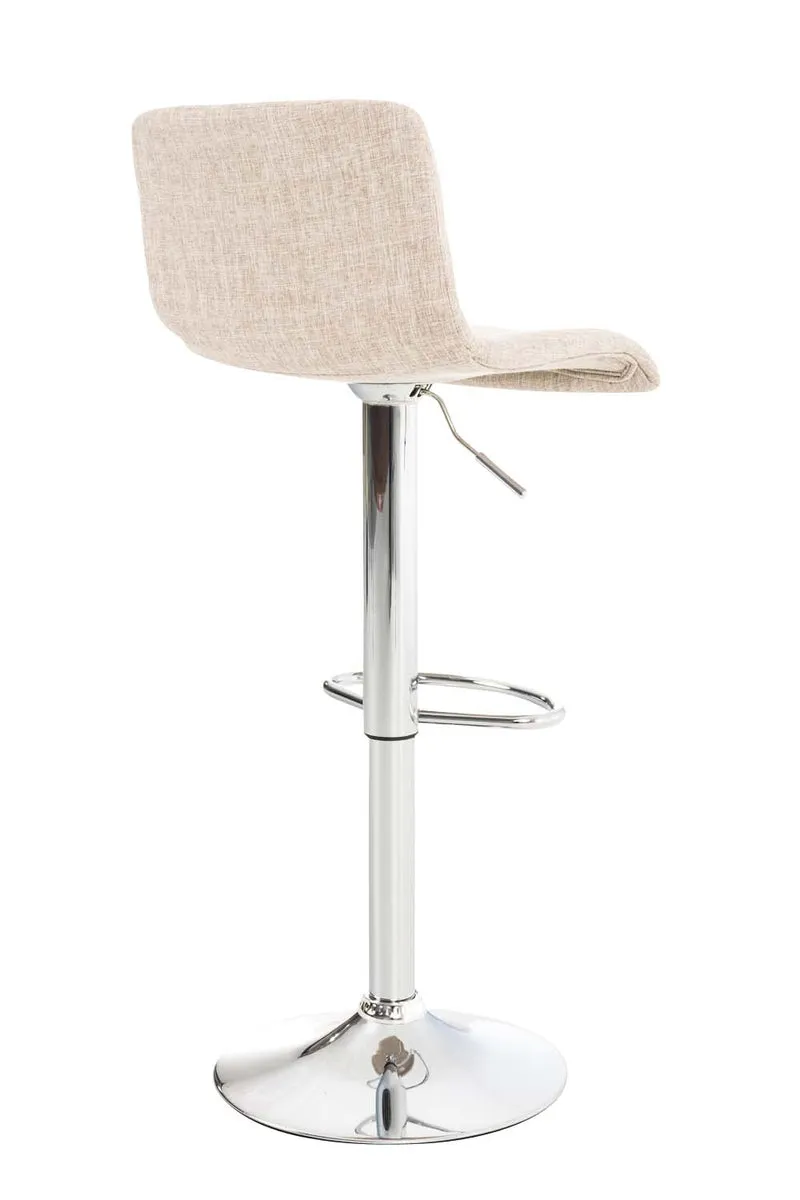 Tabouret de bar x1 avec repose-pieds pivotant dossier incurvé en tissu crème et métal chromé 10_0004966