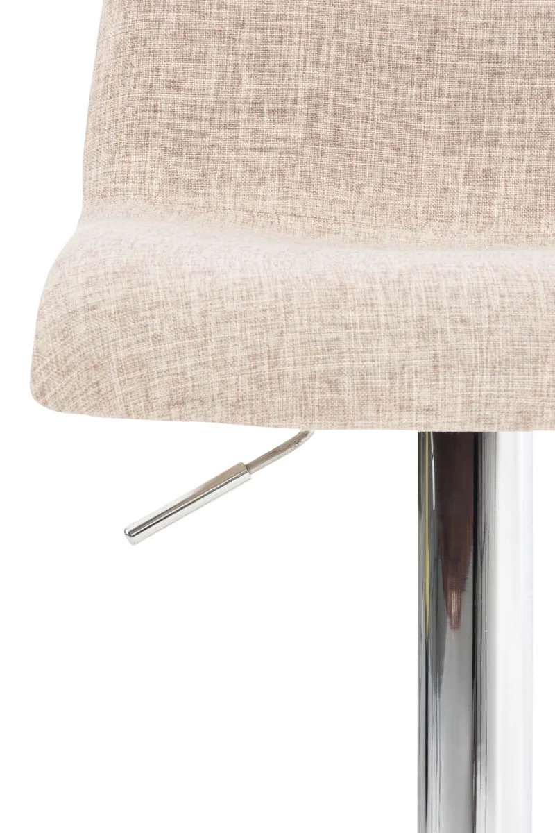 Tabouret de bar x1 avec repose-pieds pivotant dossier incurvé en tissu crème et métal chromé 10_0004966