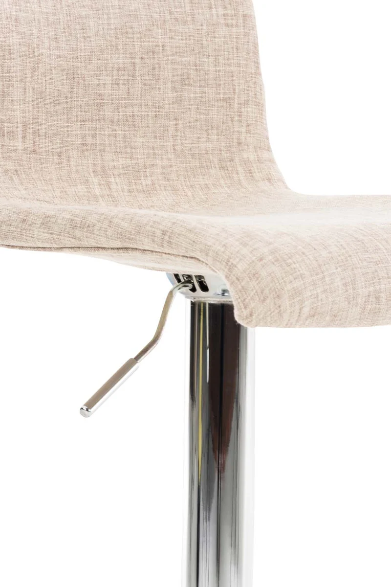 Tabouret de bar x1 avec repose-pieds pivotant dossier incurvé en tissu crème et métal chromé 10_0004966