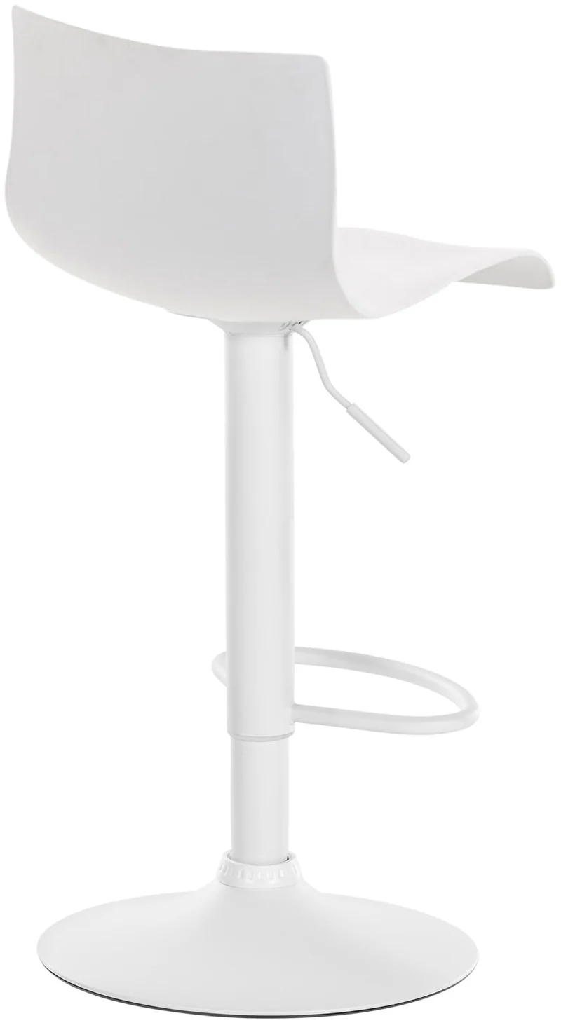 Tabouret de bar x1 avec repose-pieds pivotant dossier incurvé en plastique blanc et métal blanc 10_0004982