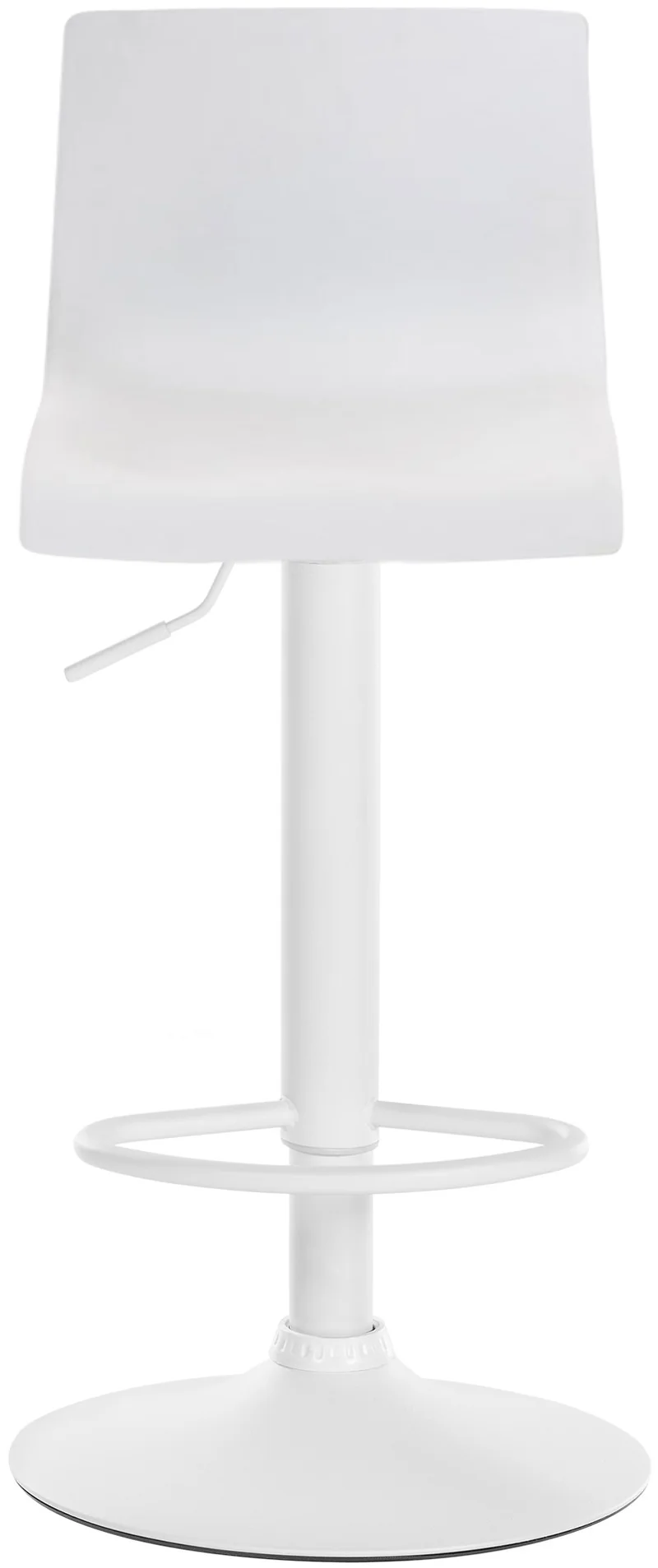 Tabouret de bar x1 avec repose-pieds pivotant dossier incurvé en plastique blanc et métal blanc 10_0004982