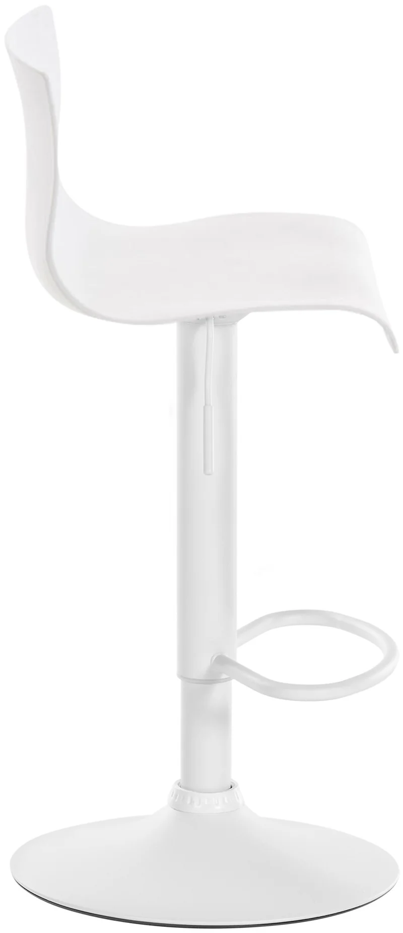 Tabouret de bar x1 avec repose-pieds pivotant dossier incurvé en plastique blanc et métal blanc 10_0004982