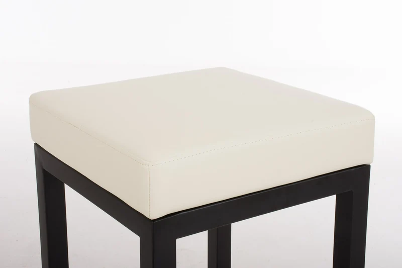 Tabouret de bar x1 avec repose-pieds design simple hauteur d'assise 80 cm en PVC crème et support en métal noir 10_0005407