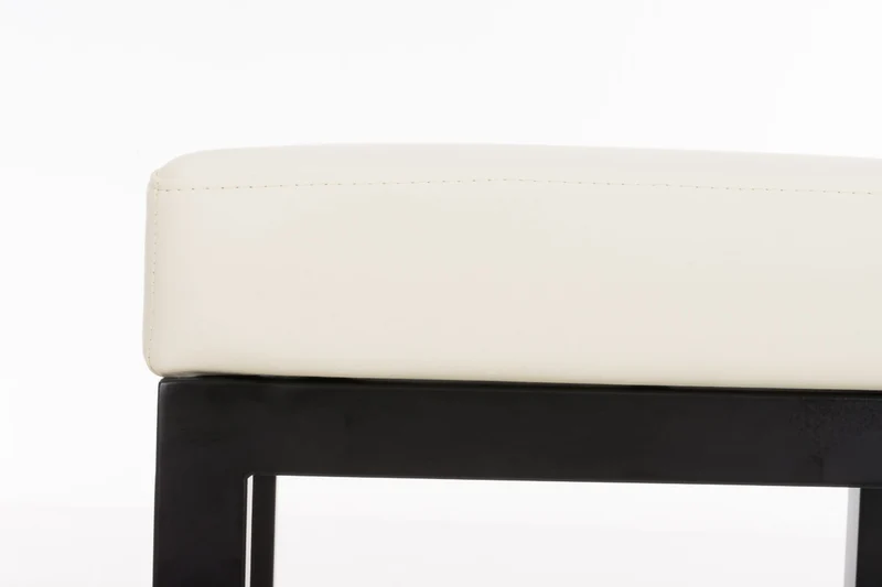 Tabouret de bar x1 avec repose-pieds design simple hauteur d'assise 80 cm en PVC crème et support en métal noir 10_0005407