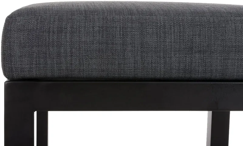 Tabouret de bar x1 avec repose-pieds design simple hauteur d'assise 85 cm en tissu gris foncé et support en métal noir 10_0005413