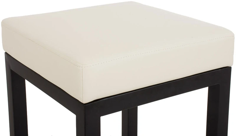 Tabouret de bar x1 avec repose-pieds design simple hauteur d'assise 85 cm en PVC crème et support en métal noir 10_0005411