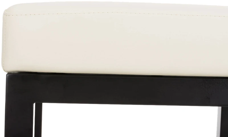 Tabouret de bar x1 avec repose-pieds design simple hauteur d'assise 85 cm en PVC crème et support en métal noir 10_0005411