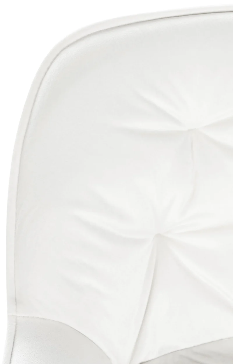Tabouret de bar chaise haute x1 assise effet capitonnée en velours blanc crème et métal noir 10_0004884