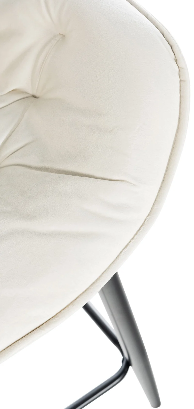 Tabouret de bar chaise haute x1 assise effet capitonnée en velours crème et métal noir 10_0004890