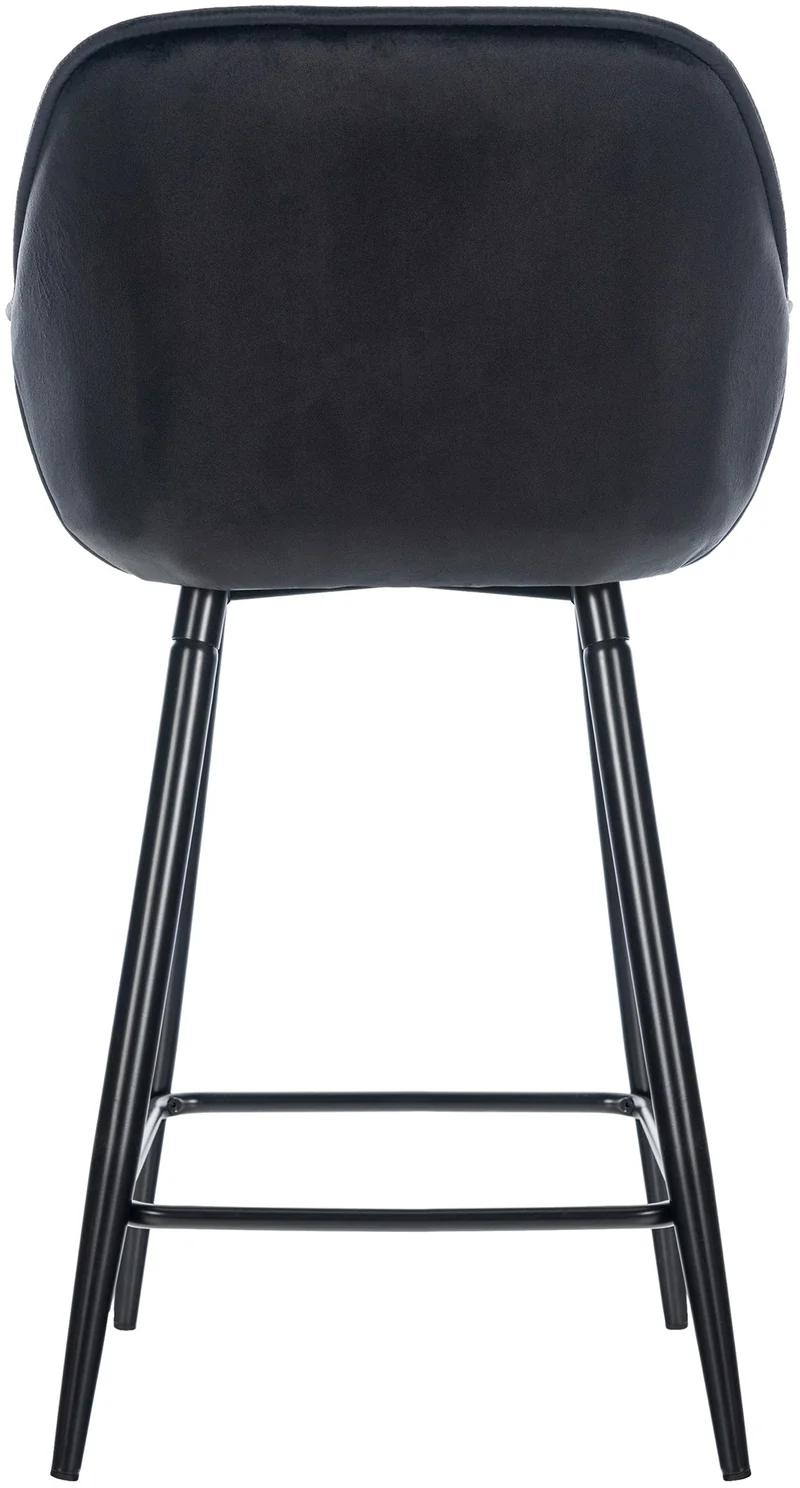 Tabouret de bar chaise haute x1 assise effet capitonnée en velours noir et métal noir 10_0004891