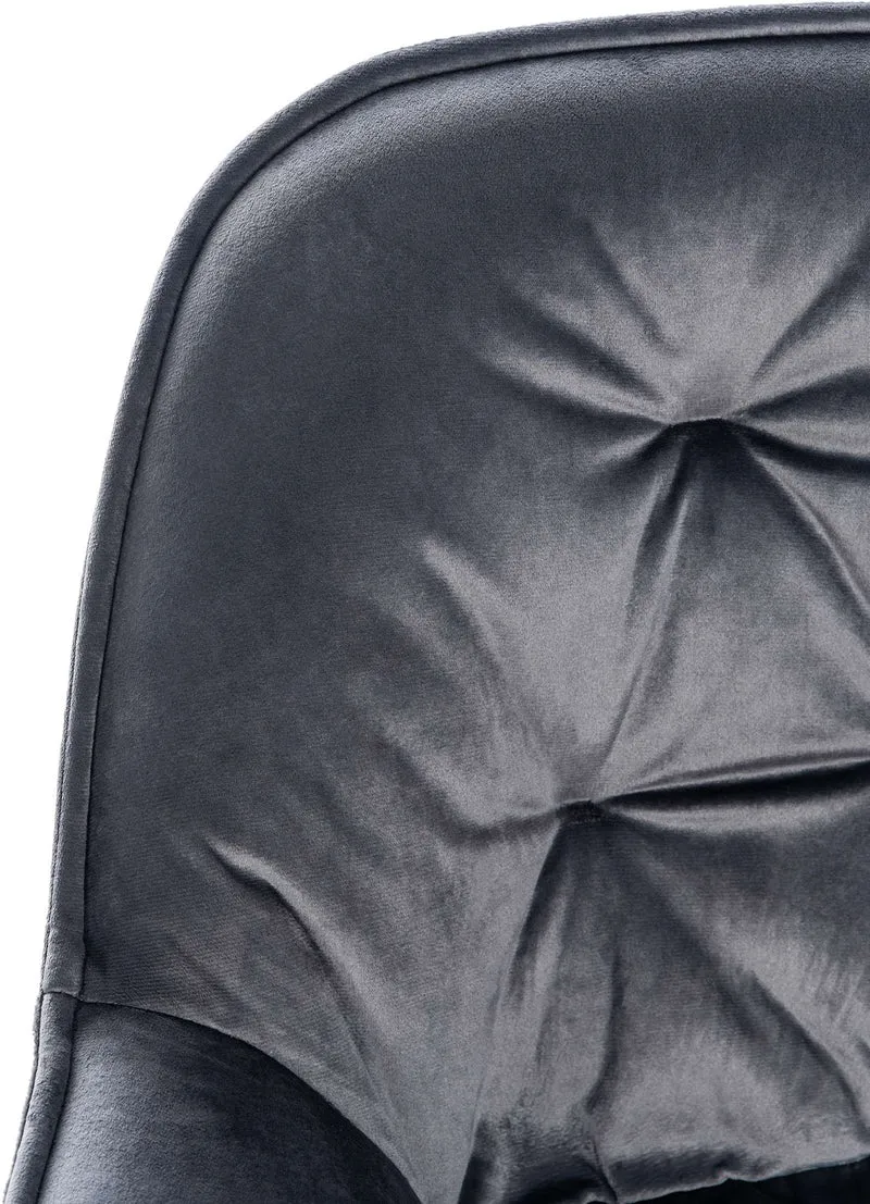 Tabouret de bar chaise haute x1 assise effet capitonnée en velours gris foncé et métal noir 10_0004892