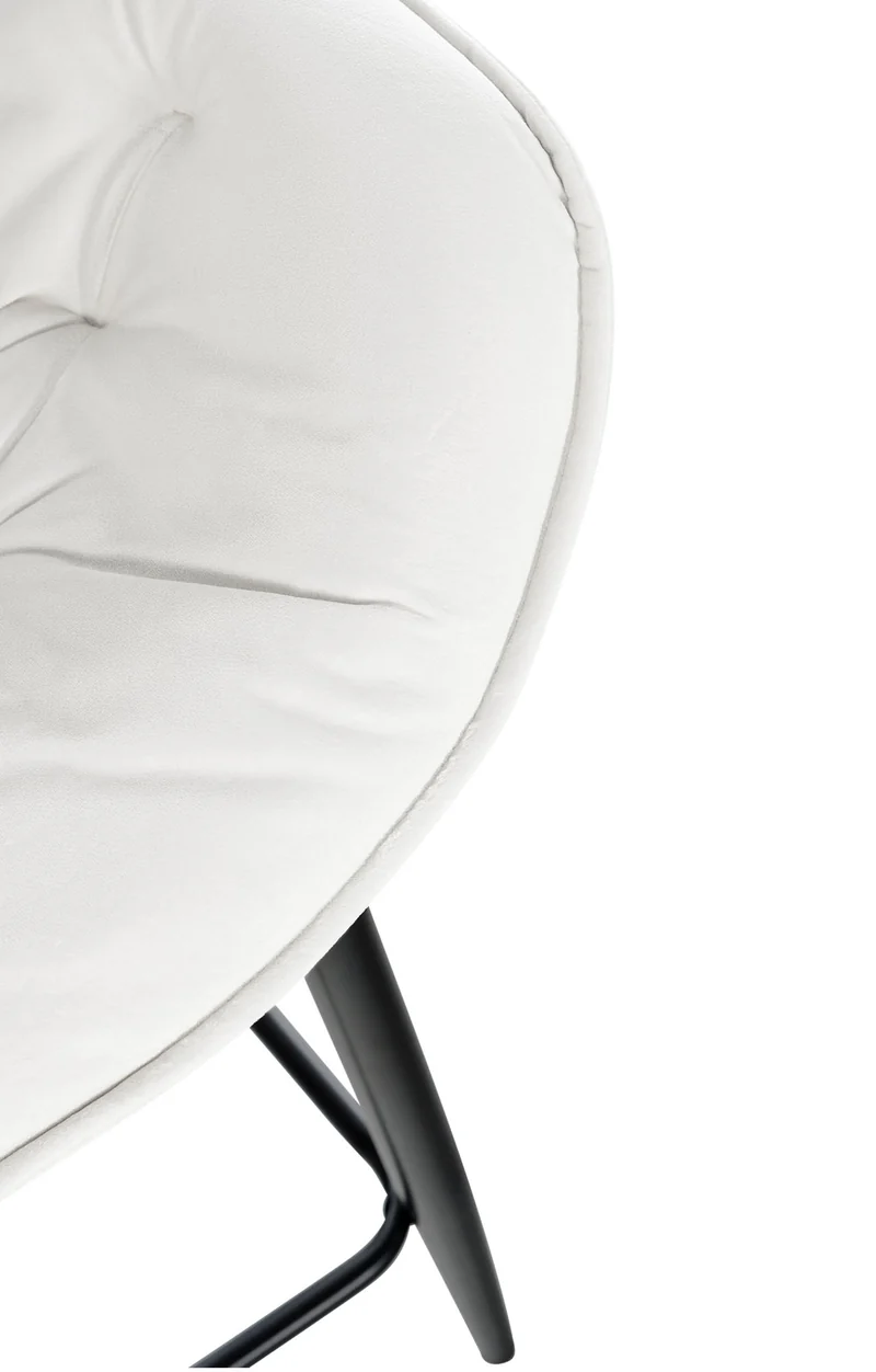 Lot de 2 tabourets de bar chaises hautes assise effet capitonnée en velours blanc crème et métal noir 10_0004151