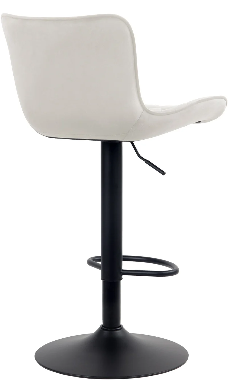 Tabouret de bar x1 coutures décoratives pied trompette hauteur réglable en métal noir assise en velours crème 10_0004859
