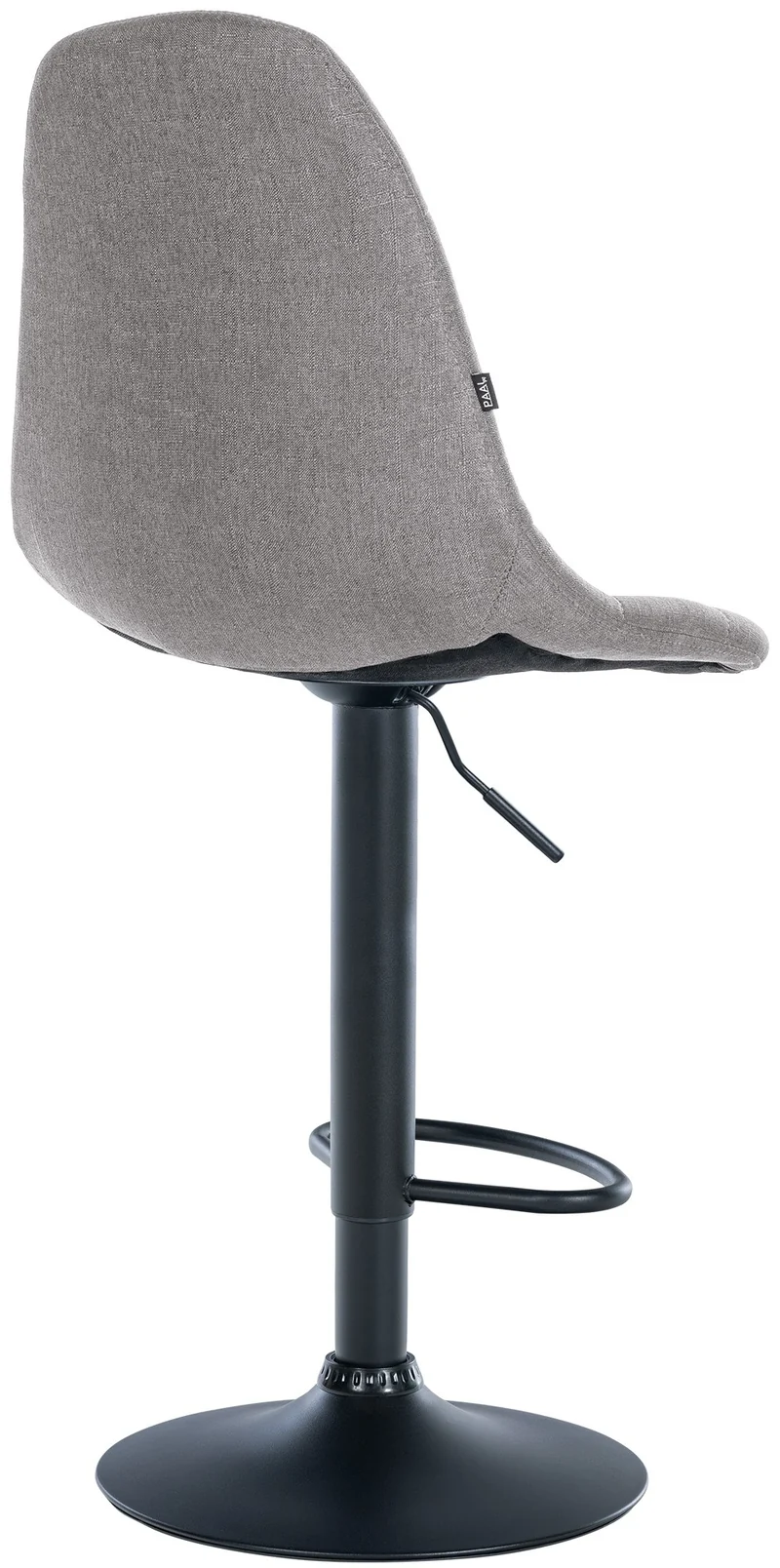 Tabouret de bar x1 avec repose-pieds hauteur réglable pivotant assise en tissu gris cadre métallique noir 10_0004840