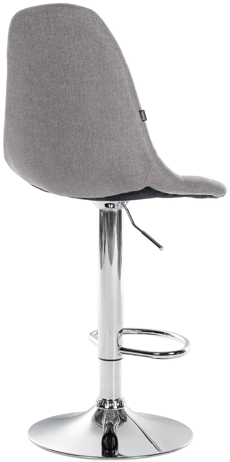 Tabouret de bar x1 avec repose-pieds hauteur réglable pivotant assise en tissu gris cadre métallique chromé 10_0004846