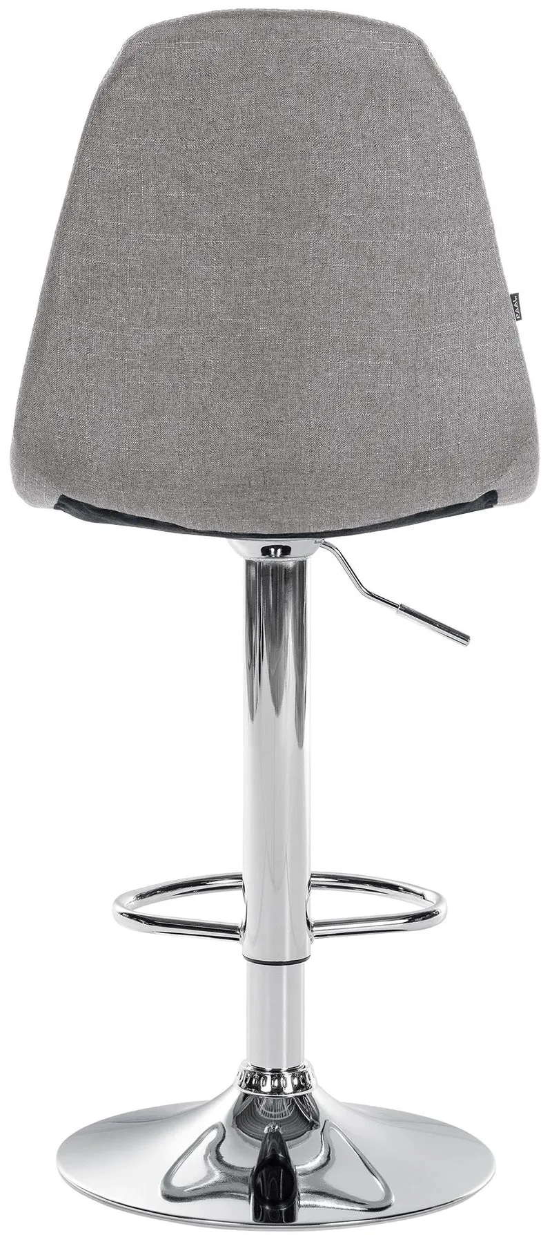 Tabouret de bar x1 avec repose-pieds hauteur réglable pivotant assise en tissu gris cadre métallique chromé 10_0004846
