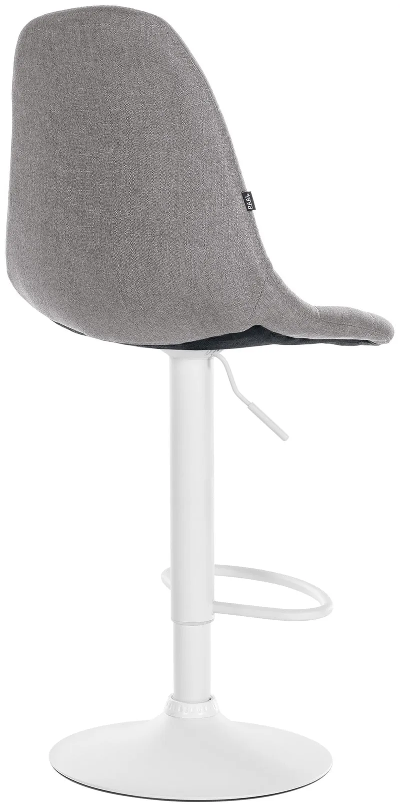 Tabouret de bar x1 avec repose-pieds hauteur réglable pivotant assise en tissu gris cadre métallique blanc 10_0004852