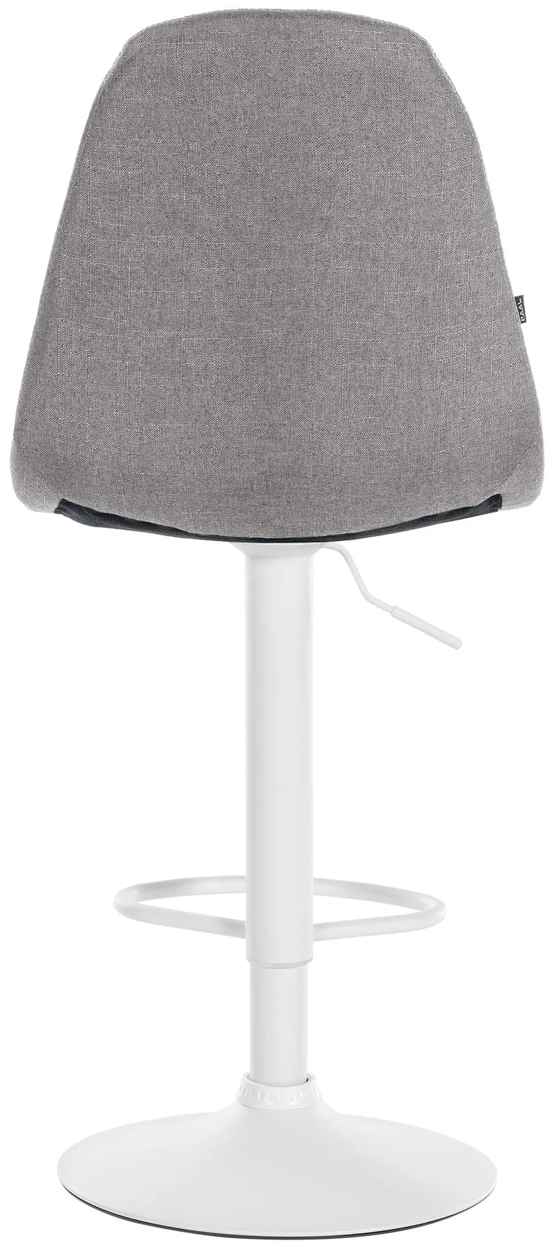 Tabouret de bar x1 avec repose-pieds hauteur réglable pivotant assise en tissu gris cadre métallique blanc 10_0004852