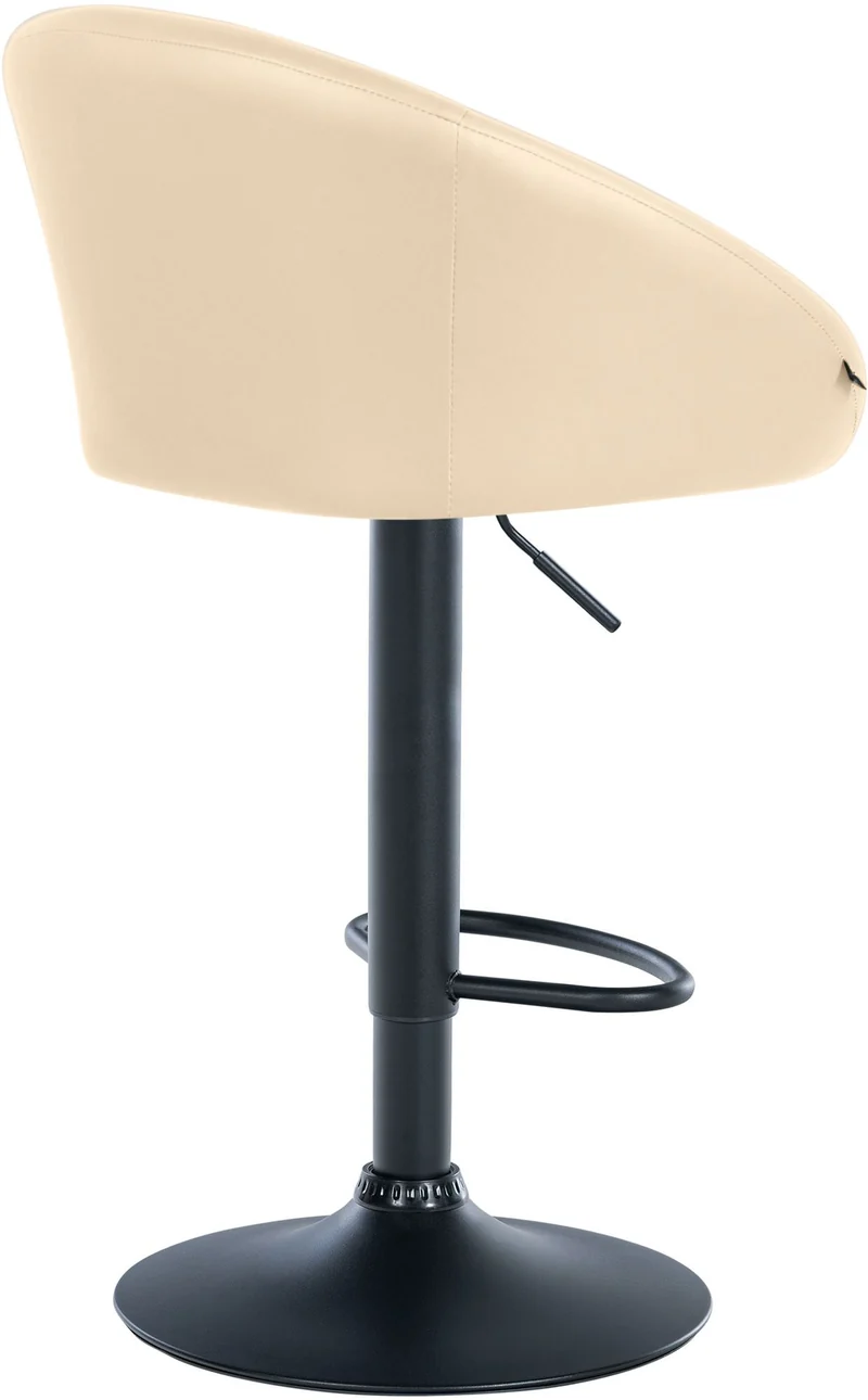 Tabouret de bar assise pivotante à 360° hauteur réglable en PVC crème piètement en métal noir 10_0004764