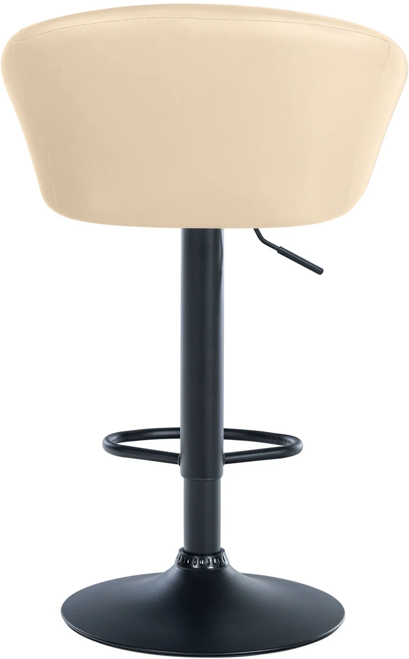 Tabouret de bar assise pivotante à 360° hauteur réglable en PVC crème piètement en métal noir 10_0004764