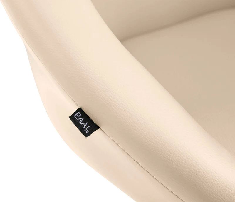 Tabouret de bar assise pivotante à 360° hauteur réglable en PVC crème piètement en métal blanc 10_0004769