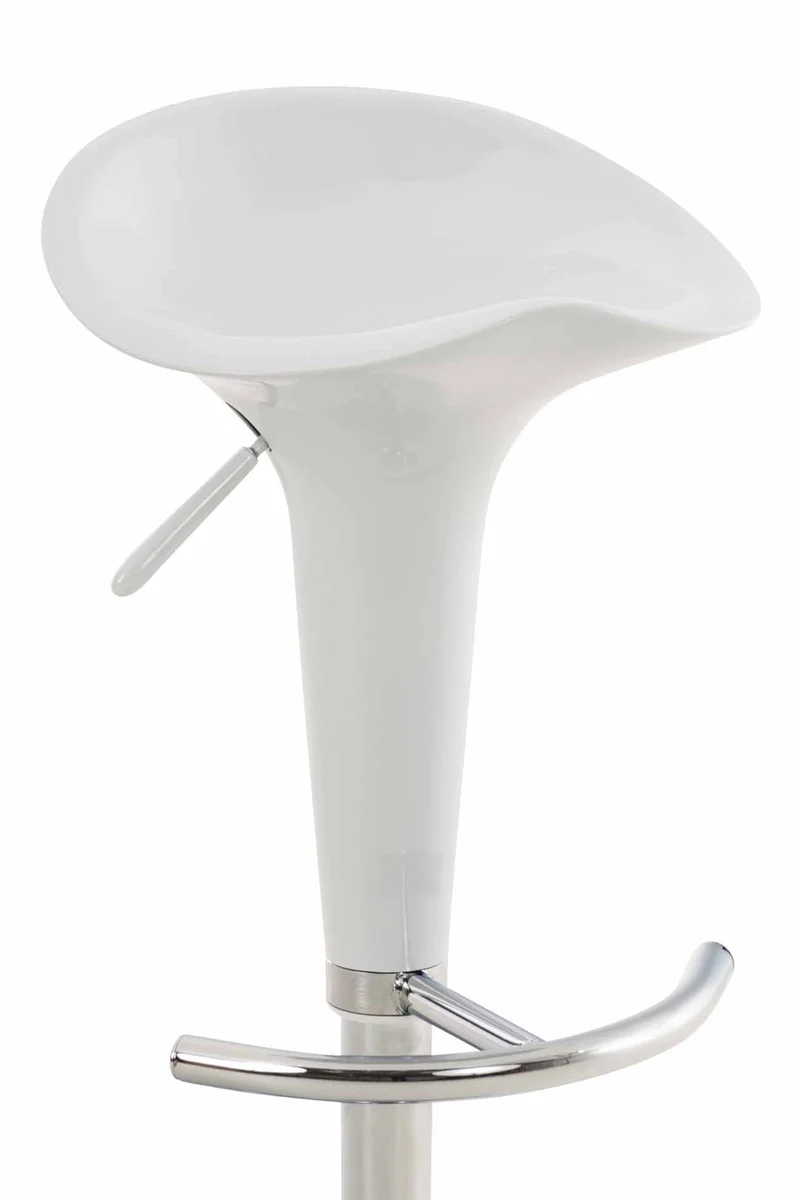 Tabouret de bar x1 avec repose-pieds assise pivotante en plastique blanc et métal chromé 10_0005368