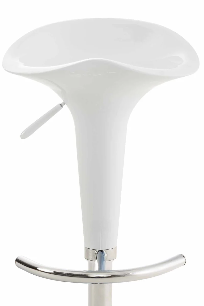 Tabouret de bar x1 avec repose-pieds assise pivotante en plastique blanc et métal chromé 10_0005368