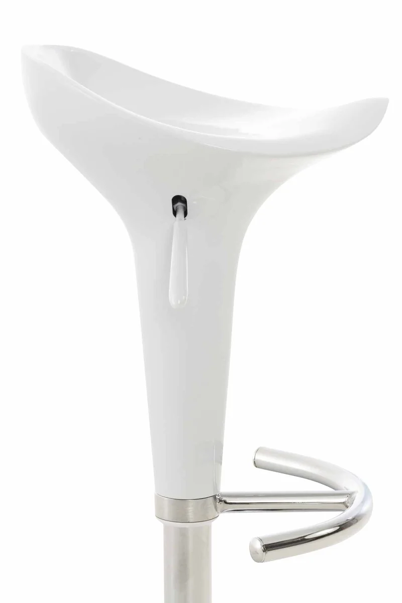 Tabouret de bar x1 avec repose-pieds assise pivotante en plastique blanc et métal chromé 10_0005368