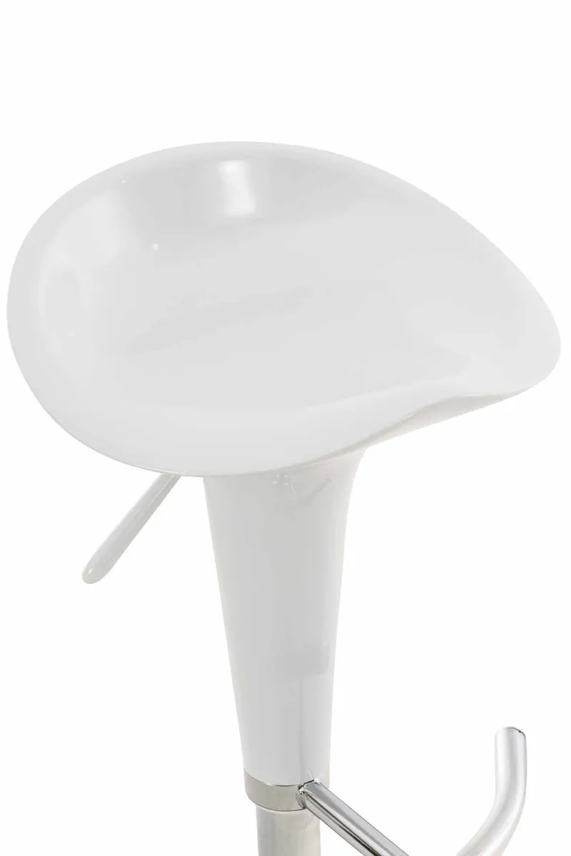 Tabouret de bar x1 avec repose-pieds assise pivotante en plastique blanc et métal chromé 10_0005368