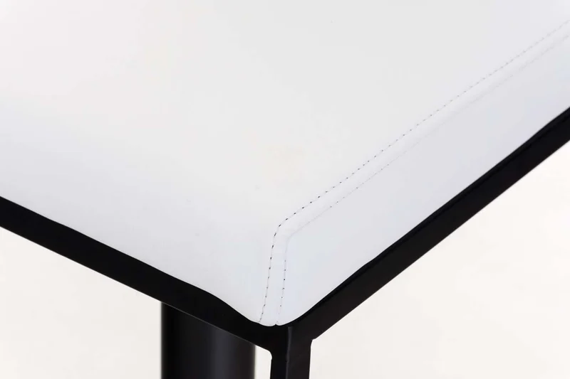 Tabouret de bar x1 avec repose-pieds plaque de base carrée en métal noir assise en PVC blanc 10_0005301