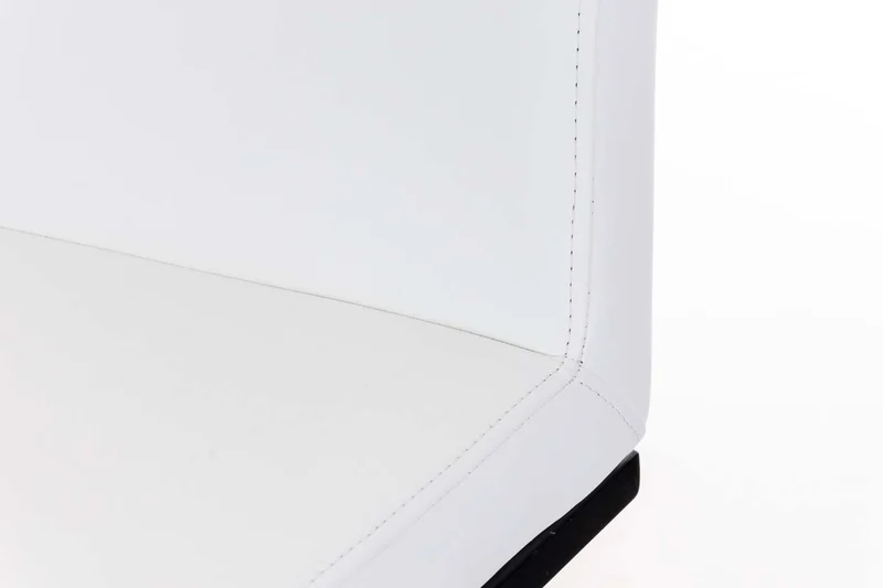 Tabouret de bar x1 avec repose-pieds plaque de base carrée en métal noir assise en PVC blanc 10_0005301