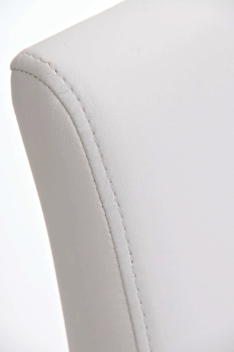 Tabouret de bar x1 avec repose-pieds plaque de base carrée en acier inoxydable assise en PVC blanc 10_0005309