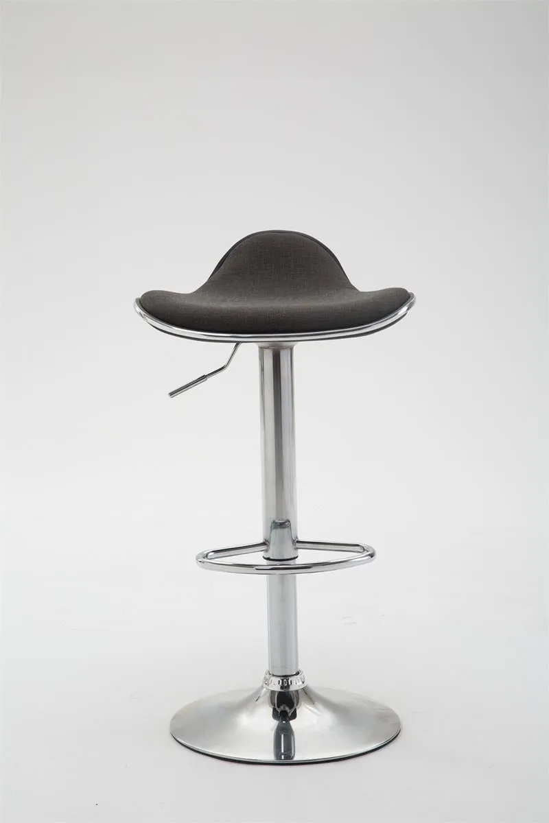 Tabouret de bar x1 assise ergonomique en tissu gris foncé pied en trompette en métal aspect chromé 10_0005388