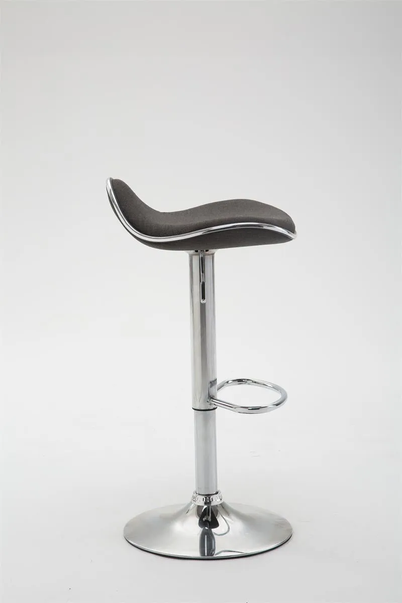 Tabouret de bar x1 assise ergonomique en tissu gris foncé pied en trompette en métal aspect chromé 10_0005388
