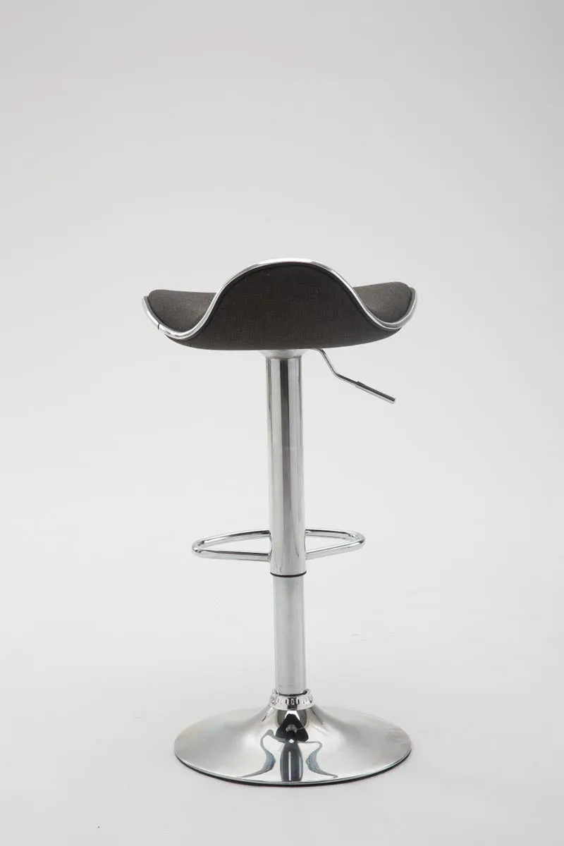 Tabouret de bar x1 assise ergonomique en tissu gris foncé pied en trompette en métal aspect chromé 10_0005388
