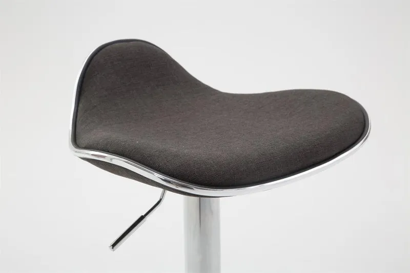 Tabouret de bar x1 assise ergonomique en tissu gris foncé pied en trompette en métal aspect chromé 10_0005388